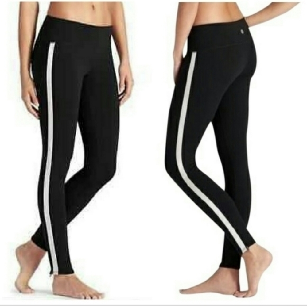 Athleta Gray Reflective Tux Chaturanga Ankle Zip Full Length Activewear Bottoms